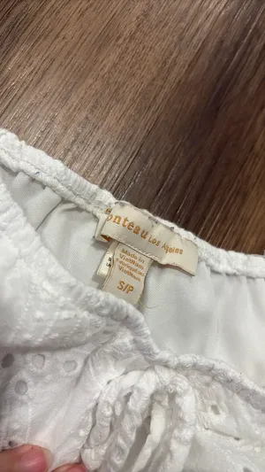 White Cotton Eyelet Peplum Top S thumbnail 3