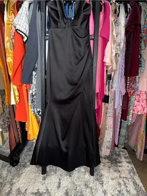 ELLIATT Brynn Black Satin Halter Cutout Maxi Gown Womens XS EUC thumbnail 8