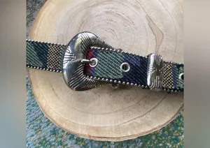 Vintage Elite western cowgirl fabric beaded belt, size medium thumbnail 9