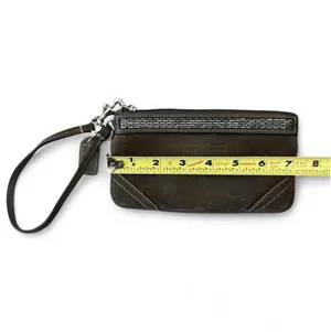 Coach Suede Leather Wristlet Brown thumbnail 7