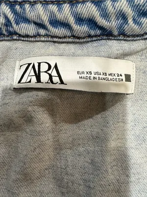ZARA Light Blue Acid‑Wash Denim Romper – Size XS (Fits Small) thumbnail 13