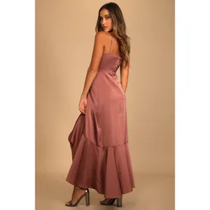 NWOT Lulu's Enchanted Moments Mauve Pink Satin Ruffled High-Low Dress Size XL thumbnail 2