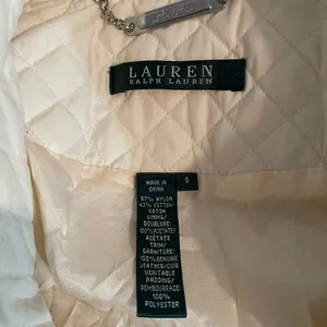 Lauren Ralph Lauren Ivory Quilted With Leather Piping Spring Jacket Size Small thumbnail 4