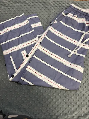 Women’s Blue Striped Drawstring Trousers Size L thumbnail 2