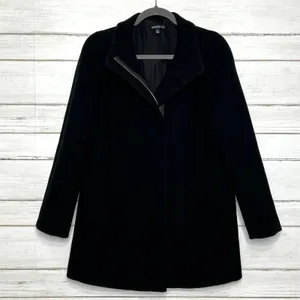 J.Crew Mercantile Black Wool Blend Zip Front Coat Women’s Size 6 thumbnail 2