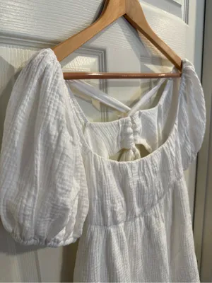 Princess Polly White Milkmaid Open Back with Tie Mini Dress thumbnail 3
