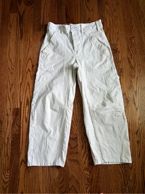 Pilcro Anthropologie Millie Low-Slung Barrel Cargo Pants Ivory Size 28 thumbnail 5