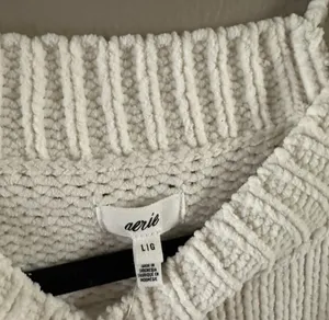 Aerie Knit Oversized Pullover Sweater White Crew Neck Long Sleeve L Women thumbnail 2