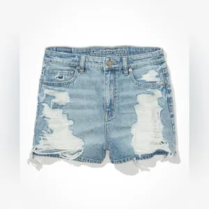AMERICAN EAGLE High Rise Distressed Denim Mom Shorts Comfort Stretch Size 00 thumbnail 9