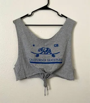 Heather Grey Tank Crop Top Gray thumbnail 1