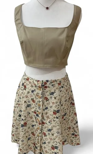 Source Unknown Lavender Brown tan faux leather corset top thumbnail 1