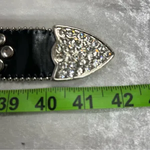 Y2K Crystal Embellished Black Belt western crosses studded motorcycle cowgirl thumbnail 9