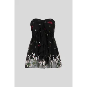 PATRIZIA PEPE Embroidered Tulle Top Strapless Floral Punk Size 40 US 4 thumbnail 9