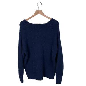 Aerie Teddy Boucle Sweater Women's Size Medium Navy Blue Wool Blend Cozy Soft thumbnail 4