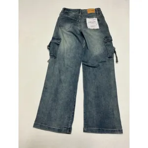 Love Soho Denim Jeans Womens 1 Wide Leg Low Rise Cargo Y2K Blue NWT thumbnail 2