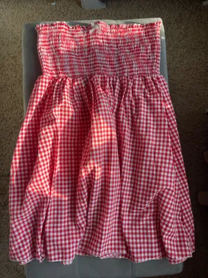 Red Gingham Strapless Dress Size M thumbnail 1