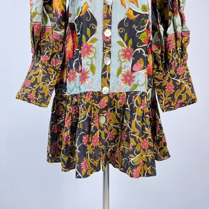 NWOT Farm Rio Floral Swans V-Neck Long Sleeves Mini Dress Size M thumbnail 4
