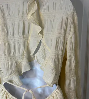Vici Cream Ruffled Wrap Sundress with Bishop Sleeves thumbnail 8