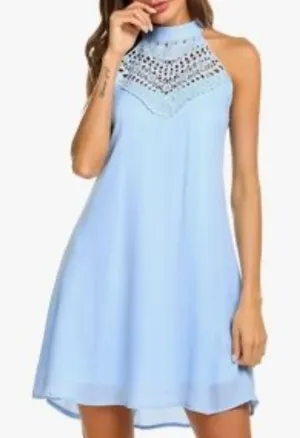 🔴 Sweetnight Chic Light Blue open back Dress thumbnail 1