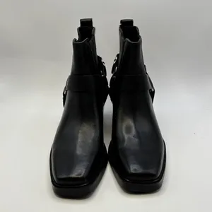 Sam Edelman Bellamie‎ Leather Ankle Bootie Womens 6 Pull On Square Toe Black thumbnail 2