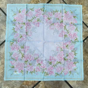 Lancel Paris Feminine Floral Cotton Scarf Pocket Square Handkerchief New thumbnail 5