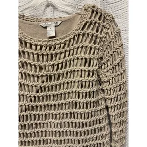 John Paul Richard‎ Women's Sweater Petite SZ S Beige Fisherman Mesh Open Knit thumbnail 4