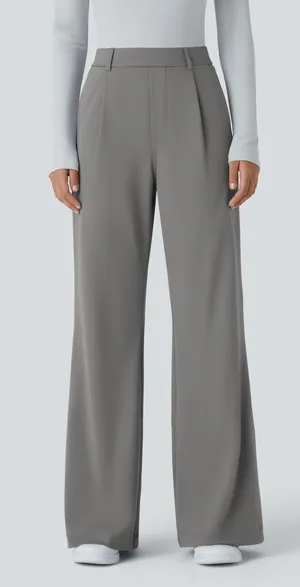 Halara Wide Leg Work Pants Gray Size S Tall NWT High Waisted Stretch thumbnail 1