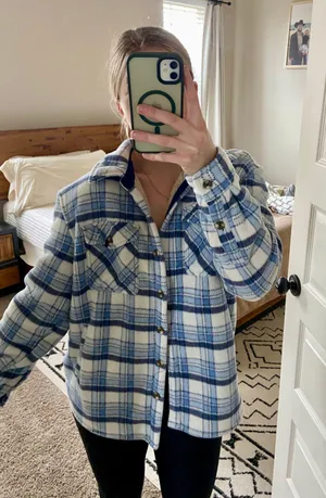 Sage Flannel Shacket thumbnail 1