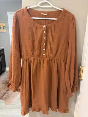 Jodifl Boho Western cotton Mini Dress in terracotta M thumbnail 2