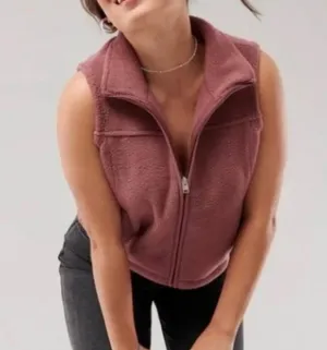 Hollister Mauve Pink Fleece Vest NWT thumbnail 1