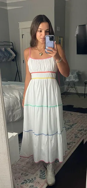 Entro white dress with rainbow detail thumbnail 1