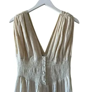 ASOS Design Midi Dress Shirred Waist Button Front Tiered Cotton SZ 4# 2096 thumbnail 2