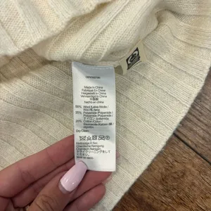 Madewell Antique Cream Ribbed Mockneck Crop Sweater Boxy Knit Pullover Wool Sz M thumbnail 6