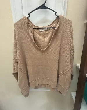 We The Free Monterey Waffle Knit Split-Neck Slouchy Top thumbnail 1