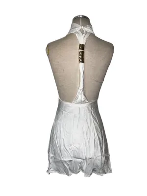 SNDYS Nixie Mini Dress in White Small New Womens Satin Open Back thumbnail 8