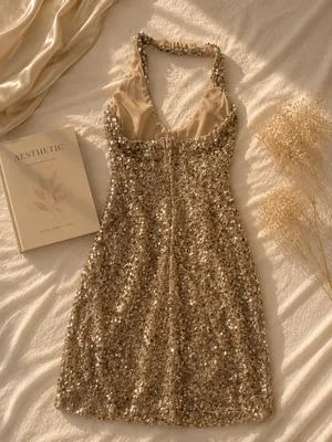 Windsor Gold Sequin Mini Dress Bodycon thumbnail 3