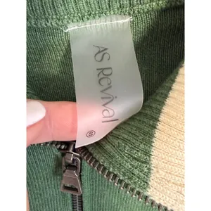 As Revival Green Striped Quarter Zip Women's sweater size small thumbnail 2