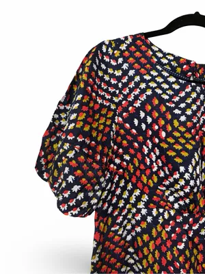 NWT ANTHROPOLOGIE MAEVE Melody Geometric Puff Sleeve Mini Dress Sz S thumbnail 8
