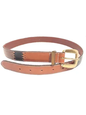 Fossil Patchwork Leather Belt - size Medium,Brown Blue Red BOHO western thumbnail 2