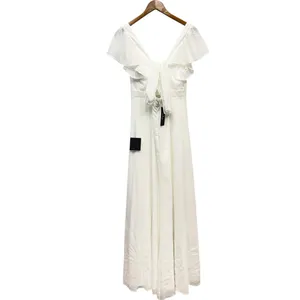Lulus Simply Delightful White Tie-Back Flutter Sleeve Maxi Dress in White size M thumbnail 4