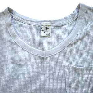 Offline by Aerie White Waffle Knit Crop Top Womens Large V Neck Pocket Coquette thumbnail 3