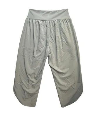 Halara Women’s Large Gray Crossover Waist Cropped Wide Leg Quick Dry Pants thumbnail 4