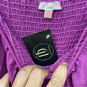 Luxxel Purple Pleated Maxi Off Shoulder Dress Size Medium thumbnail 8