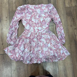 Bardot Lila Eyelet Corset Long Sleeve Minidress in Pink Garden Women's Small / 4 thumbnail 5