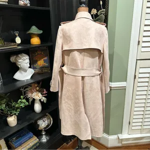 Few Moda New York Light Pink Faux Suede Trench Coat Size Medium thumbnail 13