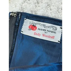 Vtg Handmade Dolly Woodruff Blue Iridescent Strapless Ruched Cocktail‎ Dress thumbnail 8