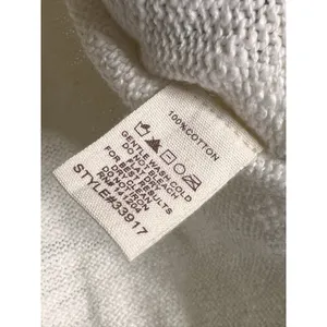 hem & thread Palm Tree Knit Sweater Medium Cotton Cream Olive Green Crew Neck thumbnail 4