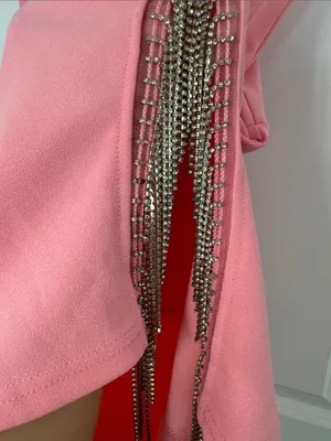 Windsor Pink Rhinestone Fringe Wrap Mini Dress thumbnail 8