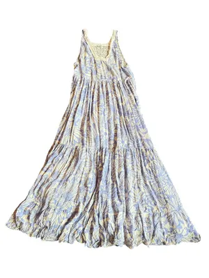 Intimately Free People Purple Cream Floral Tiered Maxi Dress Swing X-Small thumbnail 1