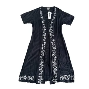 Marisol Women's Size-XL Midi Dress‎ Embroidered Dark Blue Rayon thumbnail 3